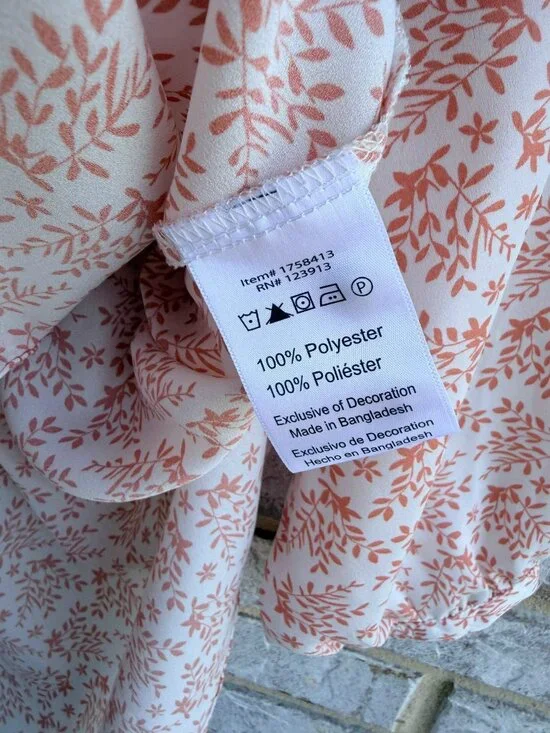 Jachs Girlfriend 3/4 Sleeve Button Up V-Neck Sheer Floral Blouse Women's Size S - Picture 4 of 9